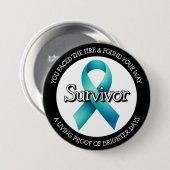 Overlevende SA Turquoise Bewustzijnslint Ronde Button 7,6 Cm (Voorkant /achterkant)