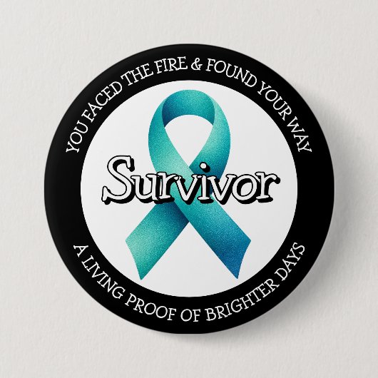 Overlevende SA Turquoise Bewustzijnslint Ronde Button 7,6 Cm (Voorkant)