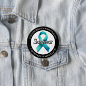 Overlevende SA Turquoise Bewustzijnslint Ronde Button 7,6 Cm (In situ)