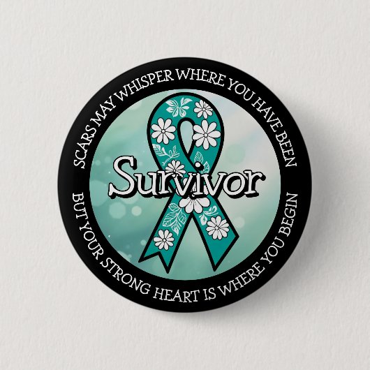 Overlevende SA Turquoise Lint Ronde Button 5,7 Cm (Voorkant)
