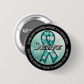 Overlevende SA Turquoise Lint Ronde Button 5,7 Cm (Voorkant /achterkant)