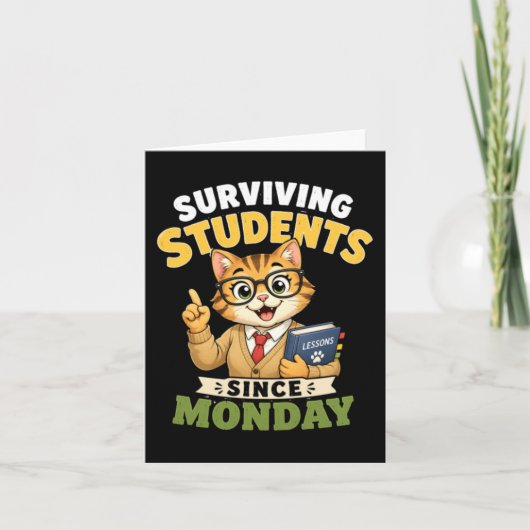 Overlevende studenten sinds maandag grappige kat l kaart (Voorkant)