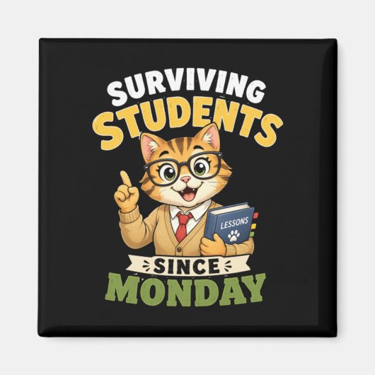 Overlevende studenten sinds maandag grappige kat l magneet (Voorkant)