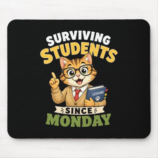 Overlevende studenten sinds maandag grappige kat l muismat (Voorkant)