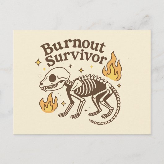 Overlevende Uitgebrande Opossum Skelet Briefkaart (Voorkant)