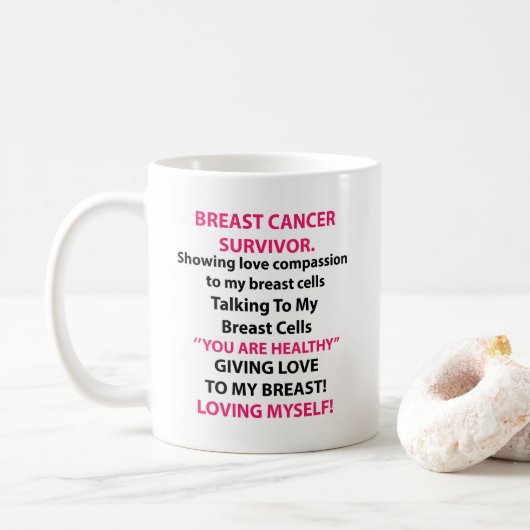Overlevende van borstkanker koffiemok (Met donut)