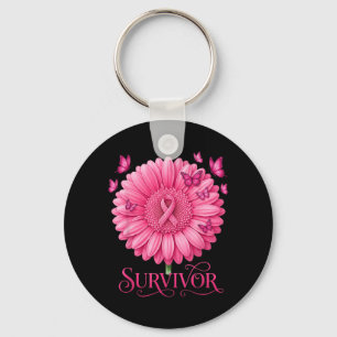 Overlevende van borstkanker met roze lint sleutelhanger