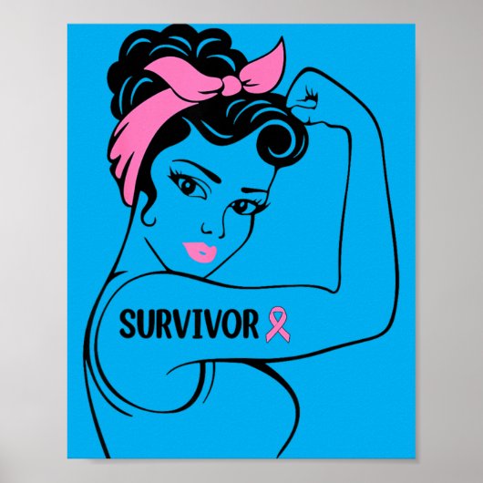 Overlevende van borstkanker Rosie Riveter nk-bewus Poster (Voorkant)