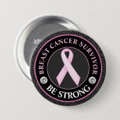 Overlevende van borstkanker – Roze lint glitters Ronde Button 7,6 Cm (Voorkant /achterkant)