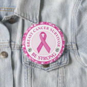 Overlevende van borstkanker – Roze lint hart rand Ronde Button 4,0 Cm (In situ)