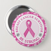 Overlevende van borstkanker – Roze lint hart rand Ronde Button 4,0 Cm (Voorkant /achterkant)