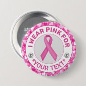 Overlevende van borstkanker – Roze lint hart rand Ronde Button 7,6 Cm (Voorkant /achterkant)