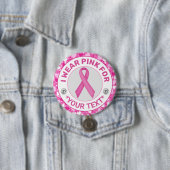 Overlevende van borstkanker – Roze lint hart rand Ronde Button 7,6 Cm (In situ)