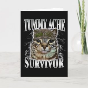 Overlevende van buikpijn Funny Cat Meme  Kaart
