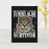 Overlevende van buikpijn Funny Cat Meme  Kaart (Gele Bloem)