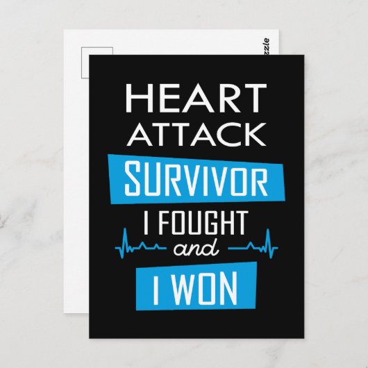 Overlevende van een hartaanval, ik vocht en ik won briefkaart (Voorkant / Achterkant)
