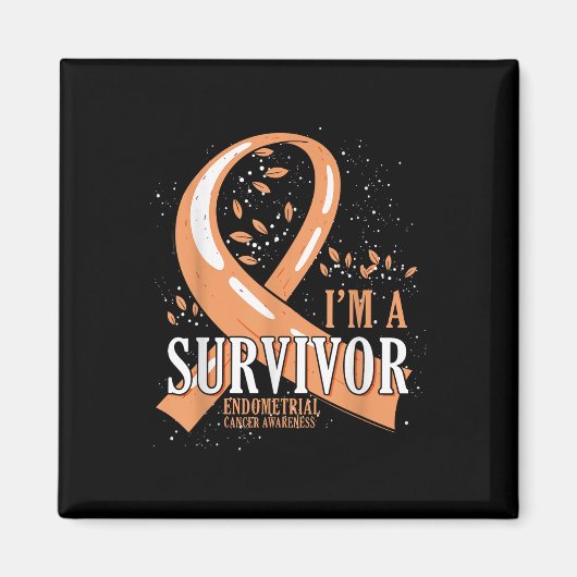 Overlevende van kanker Perzik Ribbon Endometriumka Magneet (Voorkant)