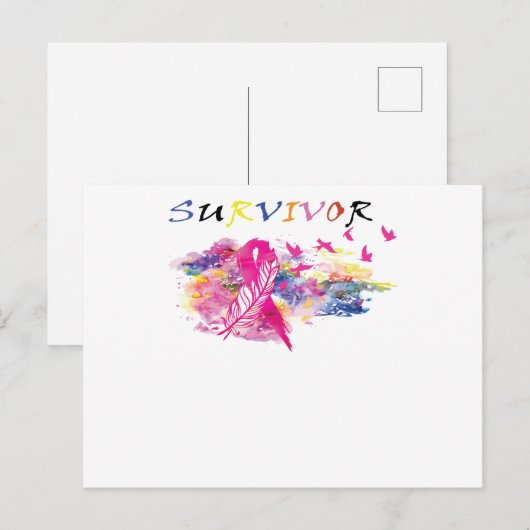 Overlevende vogels Borstkanker Uitnodiging Briefkaart (Voorkant / Achterkant)