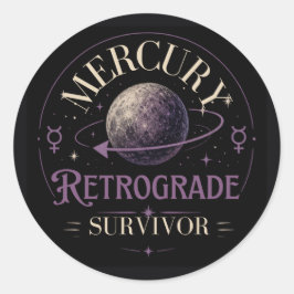 Overlever van Mercurius Retrograde Ronde Sticker