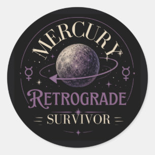 Overlever van Mercurius Retrograde Ronde Sticker