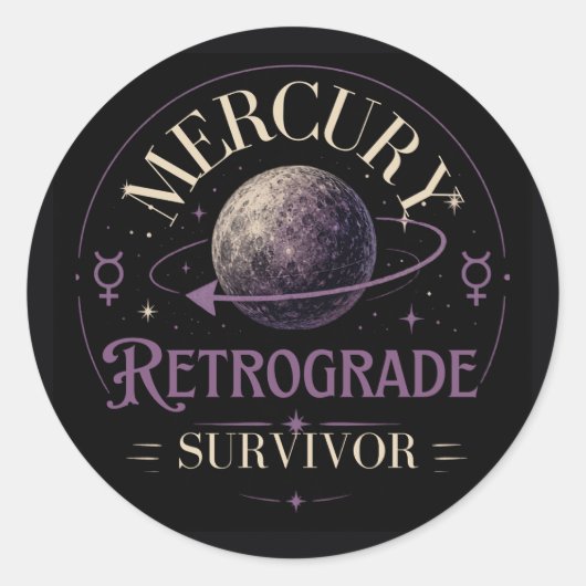 Overlever van Mercurius Retrograde Ronde Sticker (Voorkant)