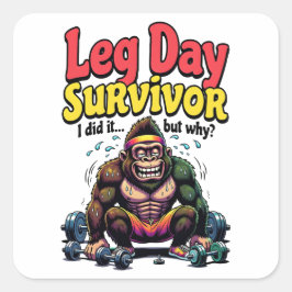 Overleverdag Overlevende Uitgeputte Gorilla Gym Vierkante Sticker