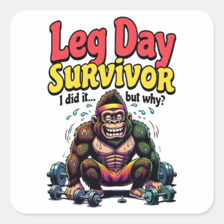 Overleverdag Overlevende Uitgeputte Gorilla Gym Vierkante Sticker