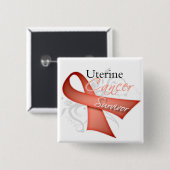 Overleving - baarmoederhalskanker vierkante button 5,1 cm (Voorkant /achterkant)