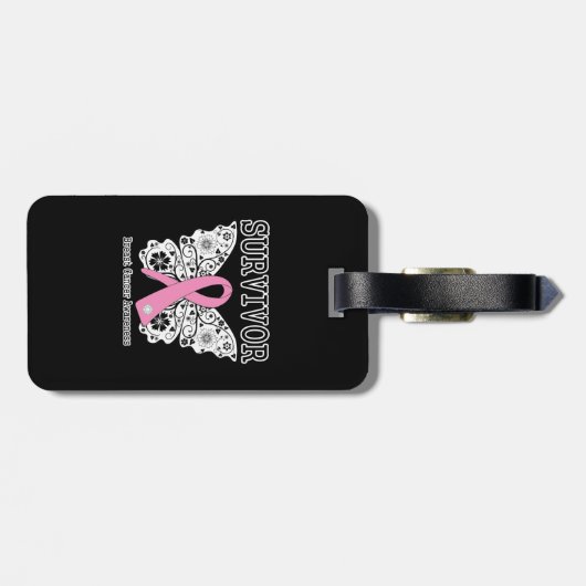 OVERLEVING - Borstkanker vlinder Bagagelabel (Achterkant horizontaal)