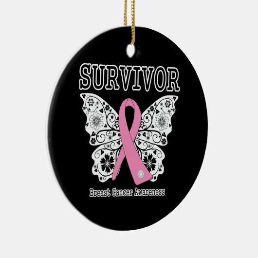 OVERLEVING - Borstkanker vlinder Keramisch Ornament (Rechts)