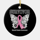 OVERLEVING - Borstkanker vlinder Keramisch Ornament (Voorkant)