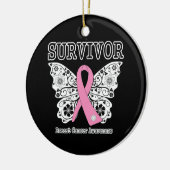 OVERLEVING - Borstkanker vlinder Keramisch Ornament (Links)