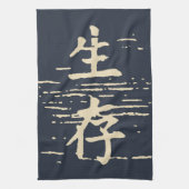 "Overleving" in Aziatische taal Theedoek (Verticaal)