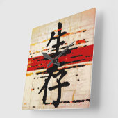 "Overleving" in Aziatische taal Vierkante Klok (Hoek)