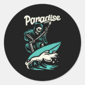 OVERLEVING IN PARADISE RONDE STICKER (Voorkant)