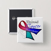 Overleving - schildklierkanker vierkante button 5,1 cm (Voorkant /achterkant)