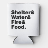 Overleving (Schuin & Water & Vuur & Voedsel). Blikjeskoeler (Voorkant)