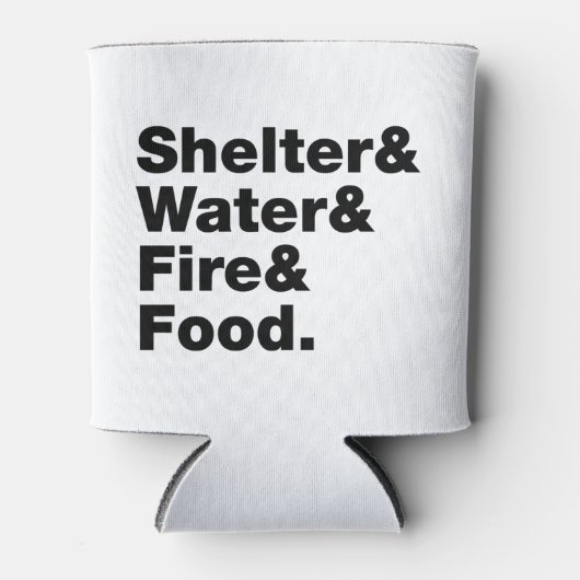 Overleving (Schuin & Water & Vuur & Voedsel). Blikjeskoeler (Voorkant)