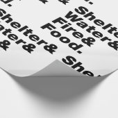 Overleving (Schuin & Water & Vuur & Voedsel). Cadeaupapier (Hoek)