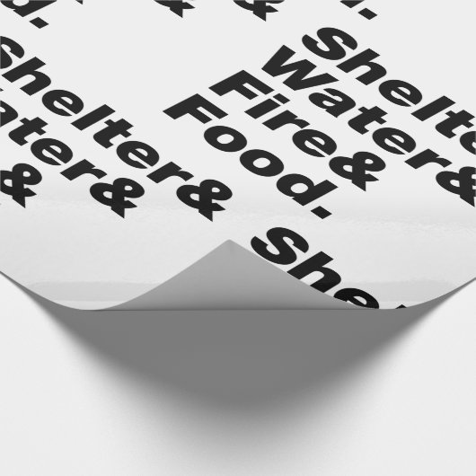 Overleving (Schuin & Water & Vuur & Voedsel). Cadeaupapier (Hoek)