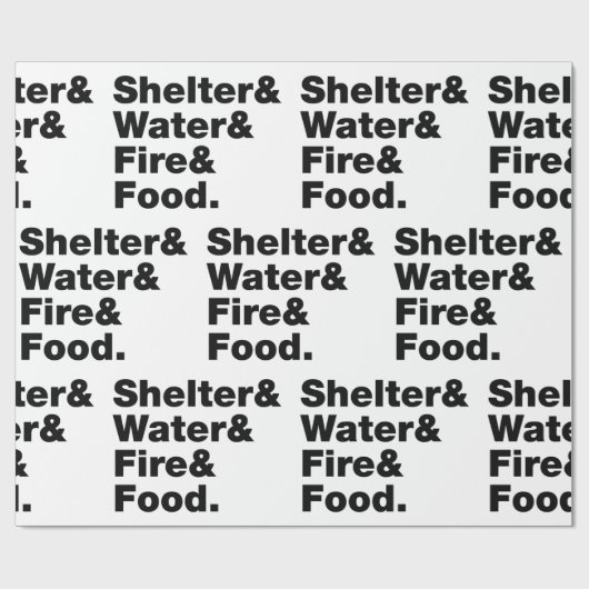 Overleving (Schuin & Water & Vuur & Voedsel). Cadeaupapier (Vlak)