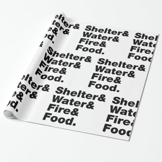 Overleving (Schuin & Water & Vuur & Voedsel). Cadeaupapier (Uitgerold)