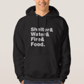 Overleving (Schuin & Water & Vuur & Voedsel). Hood Hoodie (Voorkant)