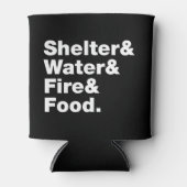 Overleving (Schuin & Water & Vuur & Voedsel). Kan  Blikjeskoeler (Voorkant)