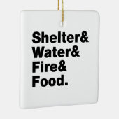 Overleving (Schuin & Water & Vuur & Voedsel). Keramisch Ornament (Rechts)