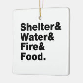 Overleving (Schuin & Water & Vuur & Voedsel). Keramisch Ornament (Links)