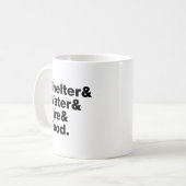 Overleving (Schuin & Water & Vuur & Voedsel). Koffiemok (Voorkant links)