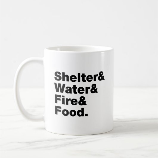 Overleving (Schuin & Water & Vuur & Voedsel). Koffiemok (Links)