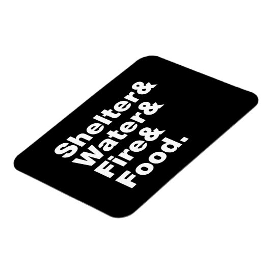 Overleving (Schuin & Water & Vuur & Voedsel). Magneet (Linkerzijde)