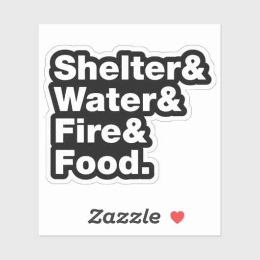 Overleving (Schuin & Water & Vuur & Voedsel). Stic Sticker (Vel)